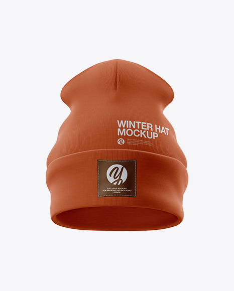 Turn Up Beanie Hat Mockup Front View In Apparel Mockups On Yellow Images Object Mockups