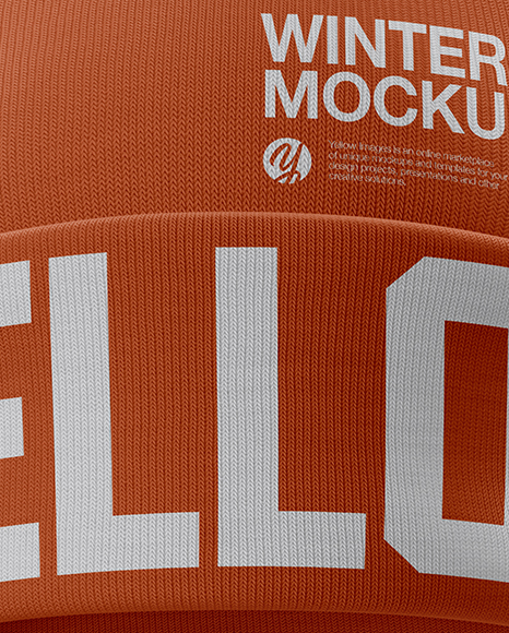 Turn Up Beanie Hat Mockup   Front View PSD #6