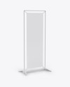 Matte Vinyl Banner Frame Stand Mockup - Half Side View in Indoor