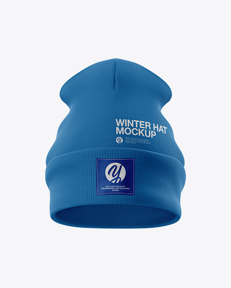 Turn Up Beanie Hat Mockup   Front View PSD #3