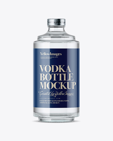 Glass Bottle W  Vodka Mockup PSD #3