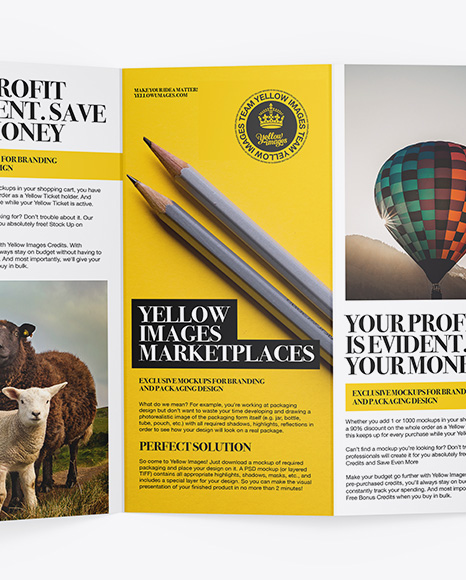 Glossy Paper Brochure Mockup   Top View PSD #1