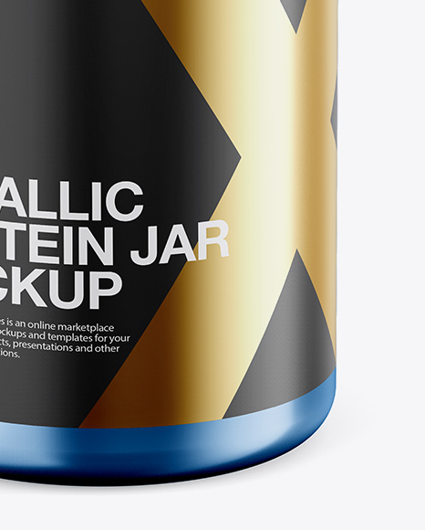 Metallic Protein Jar Mockup   Front View (High Angle Shot) PSD #1