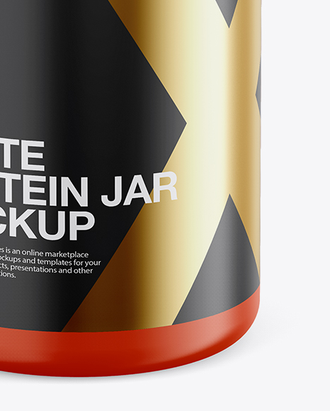 Matte Plastic Protein Jar Mockup - Front View (High-Angle Shot) Matte Plastic Protein Jar Mockup - Front View (High-Angle Shot)