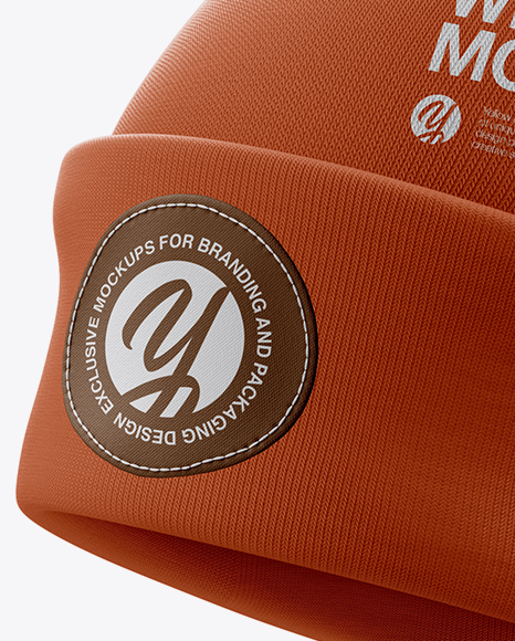 Turn Up Beanie Hat Mockup Half Side View In Apparel Mockups On Yellow Images Object Mockups