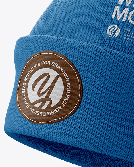 Turn Up Beanie Hat Mockup Half Side View In Apparel Mockups On Yellow Images Object Mockups