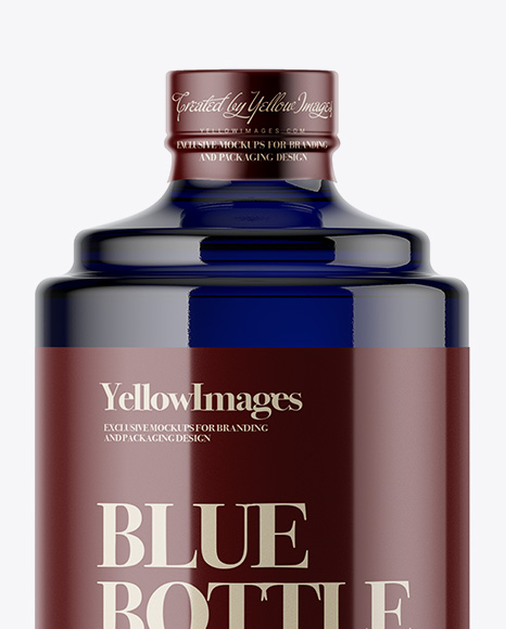 Dark Blue Glass Bottle Mockup