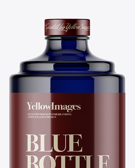 Dark Blue Glass Bottle Mockup