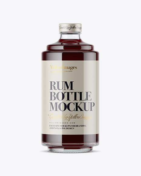 Download Glass Bottle W Black Rum Mockup In Bottle Mockups On Yellow Images Object Mockups PSD Mockup Templates