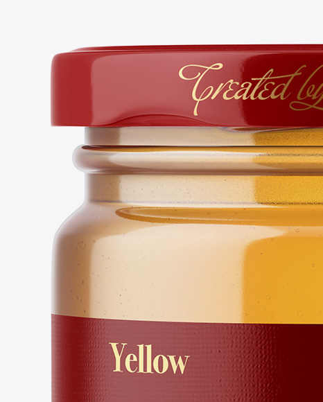 Download Glass Jar with Honey Mockup - Front View in Jar Mockups on Yellow Images Object Mockups