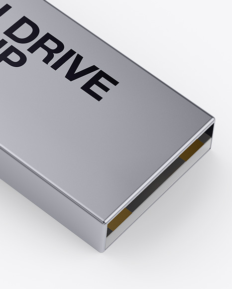 Download Aluminium Flash Drive Mockup - Half Side View (High-Angle ...