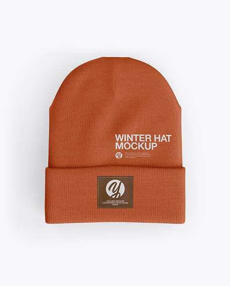 Turn Up Beanie Hat Mockup Top View In Apparel Mockups On Yellow Images Object Mockups