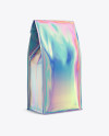 Download Holographic Foil Coffee Bag w/ a Tin-Tie Mockup - Halfside View in Pouch Mockups on Yellow ...