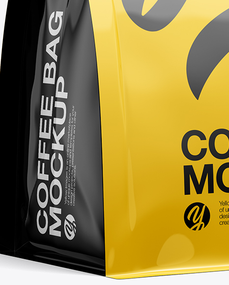 Glossy Coffee Bag Mockup   Half Side View PSD #1