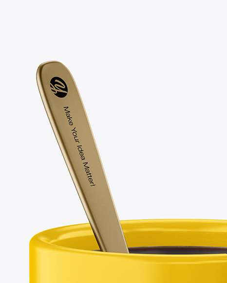 Glossy Mug With Tea Bag   Spoon Mockup (High Angle Shot) PSD #6