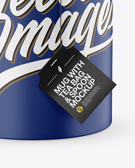 Download Matte Mug With Tea Bag Spoon Mockup High Angle Shot In Object Mockups On Yellow Images Object Mockups