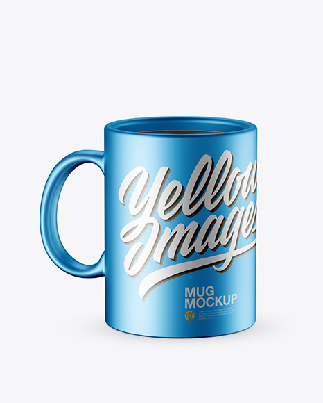 Download Metallic Mug With Tea Bag Spoon Mockup High Angle Shot In Object Mockups On Yellow Images Object Mockups