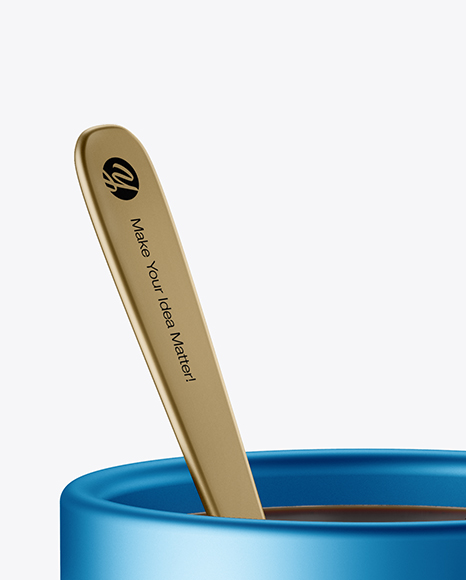 Metallic Mug With Tea Bag   Spoon Mockup (High Angle Shot) PSD #6