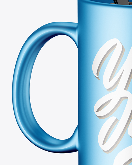 Metallic Mug With Tea Bag   Spoon Mockup (High Angle Shot) PSD #7