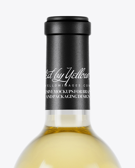 750ml Clear Glass White Wine Bottle Mockup PSD #2