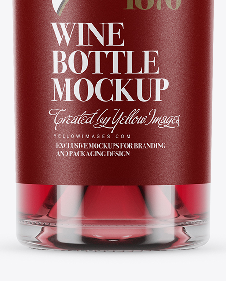 750ml Clear Glass Pink Wine Bottle Mockup PSD #1