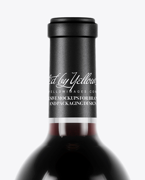 750ml Clear Glass Red Wine Bottle Mockup PSD #2
