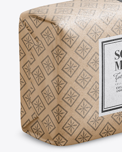 Download Kraft Soap Package Mockup Half Side View In Packaging Mockups On Yellow Images Object Mockups