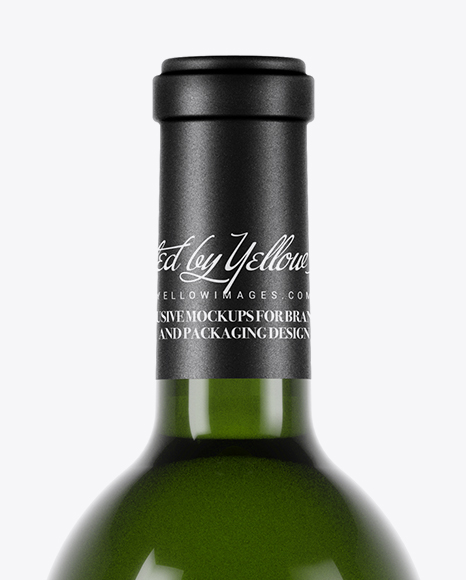 750ml Green Glass White Wine Bottle Mockup PSD #2