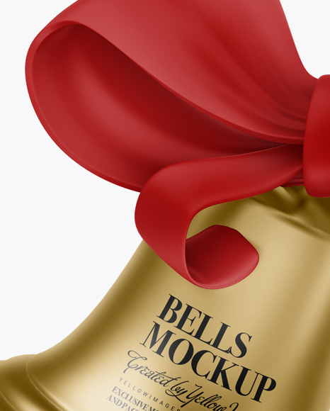 Metallic Christmas Bells Mockup on Yellow Images Object Mockups