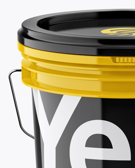 Download Glossy Plastic Paint Bucket Mockup (High-Angle Shot) in Bucket & Pail Mockups on Yellow Images ...