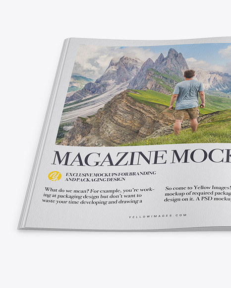 Opened Textured Magazine Mockup   High Angle Shot PSD #2