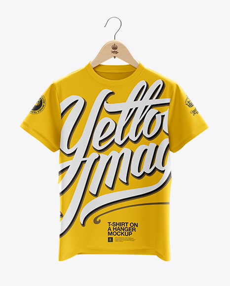 Download Hanging T Shirt Mockup In Apparel Mockups On Yellow Images Object Mockups PSD Mockup Templates