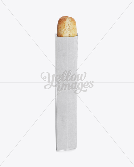 Long White Paper Baguette Bread Bag Mockup In Bag Sack Mockups On Yellow Images Object Mockups