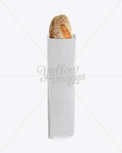 French Bread In White Paper Bag Mockup In Bag Sack Mockups On Yellow Images Object Mockups