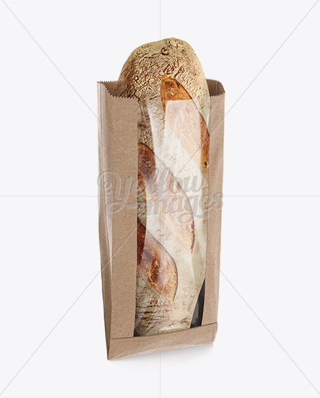 Download White Paper Bread Bag W Window Mock Up In Bag Sack Mockups On Yellow Images Object Mockups