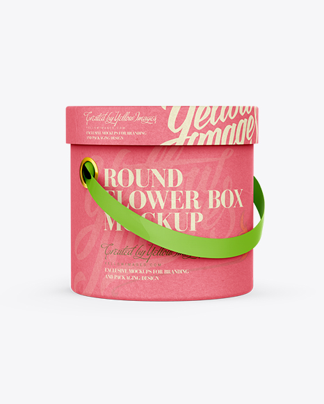 Round Flower Box Mockup - 3/4 View