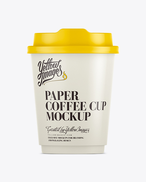 Download 8oz Single Wall Paper Coffee Cup Mockup In Cup Bowl Mockups On Yellow Images Object Mockups