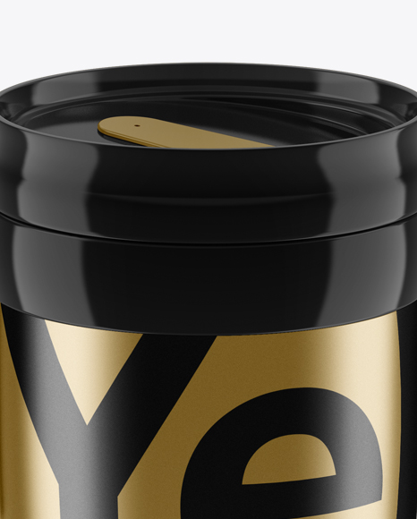 Metallic Thermo Cup Mockup (High-Angle Shot) on Yellow Images Object