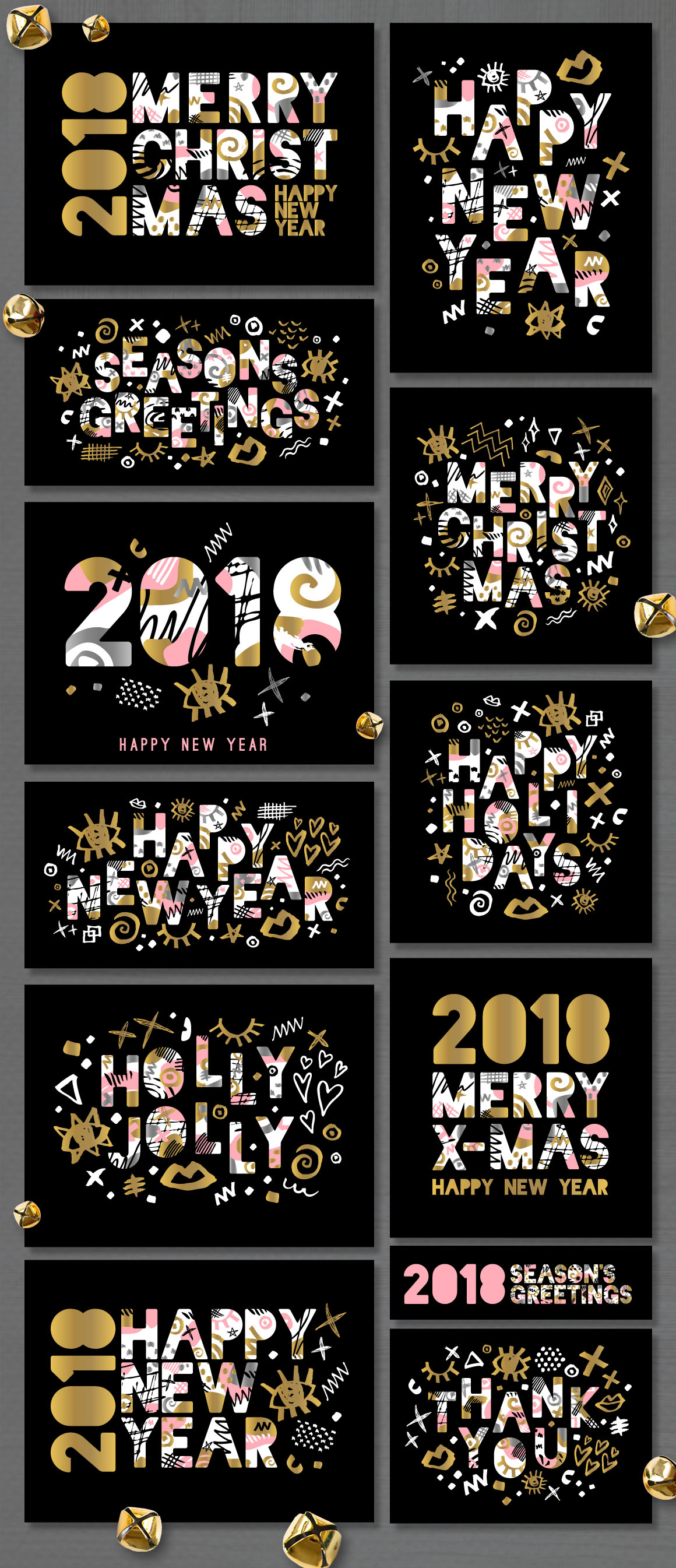 Download Free Gold Silver Pink New Year In Design Elements On Yellow Images Creative Store PSD Mockup Template