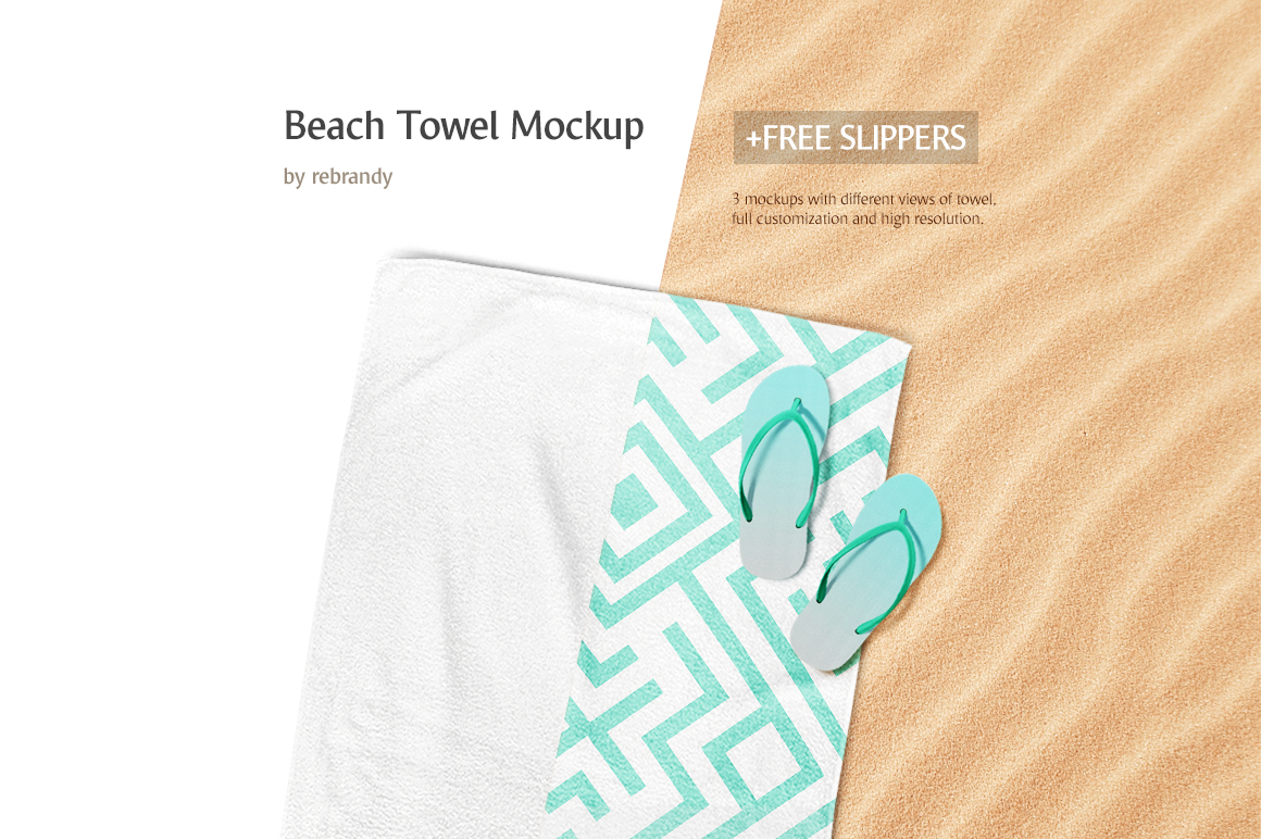 Beach Towel Mockup in Product Mockups on Yellow Images Creative Store