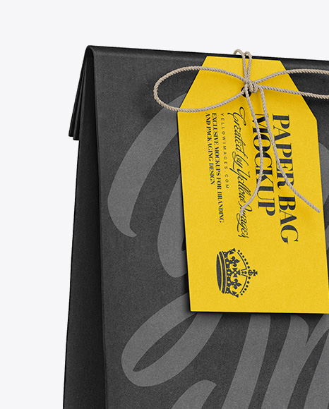 Download Kraft Paper Bag W Label Mockup Half Side View In Bag Sack Mockups On Yellow Images Object Mockups PSD Mockup Templates