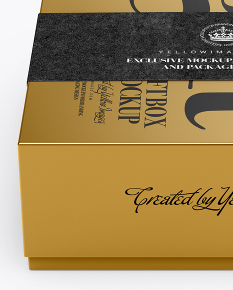 Metallic Box with Label Mockup (High Angle Shot) PSD #1
