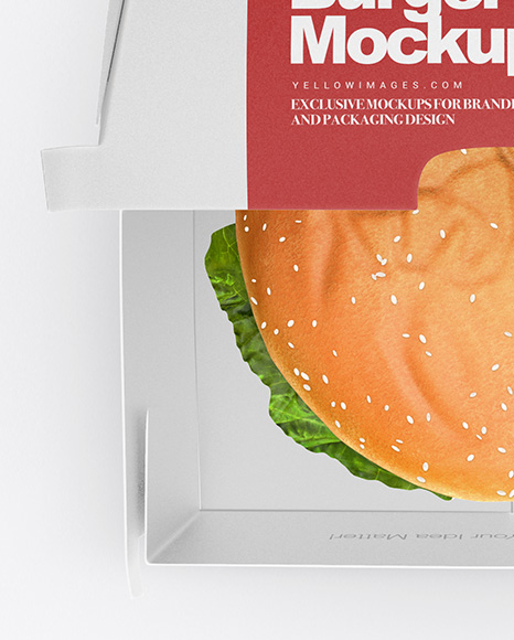 Download Burger Box Mockup Top View In Box Mockups On Yellow Images Object Mockups