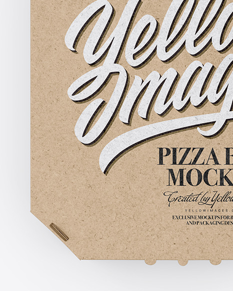 Pizza Kraft Box Mockup Top View In Box Mockups On Yellow Images Object Mockups