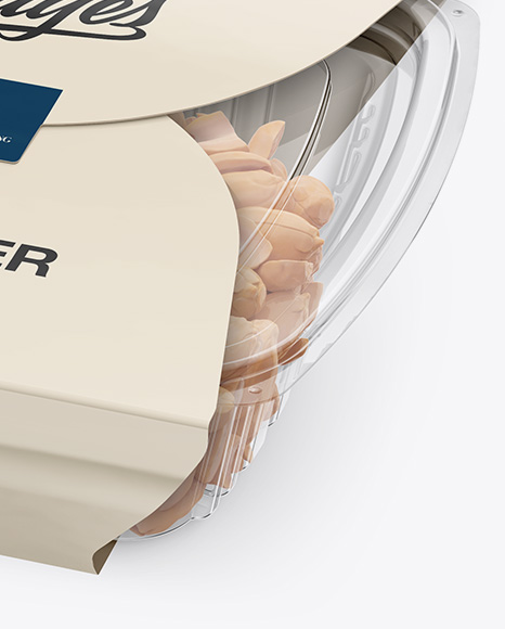 Transparent Container with Paper Label Mockup   Half Side View PSD #1