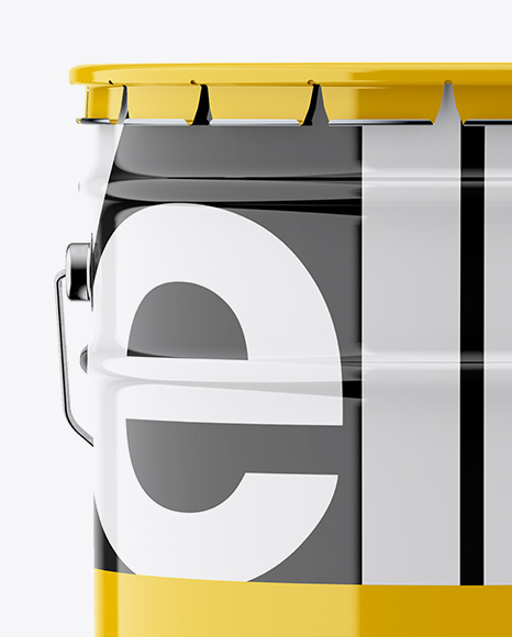 Download Glossy Paint Bucket Mockup Front View Yellow Author