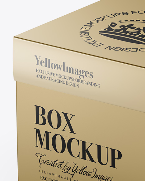 Download Metallic Square Box Mockup Half Side View High Angle Shot In Box Mockups On Yellow Images Object Mockups PSD Mockup Templates