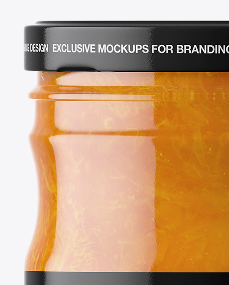 Clear Glass Jar with Apricot Jam Mockup PSD #2