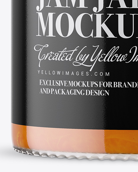 Clear Glass Jar with Apricot Jam Mockup PSD #1