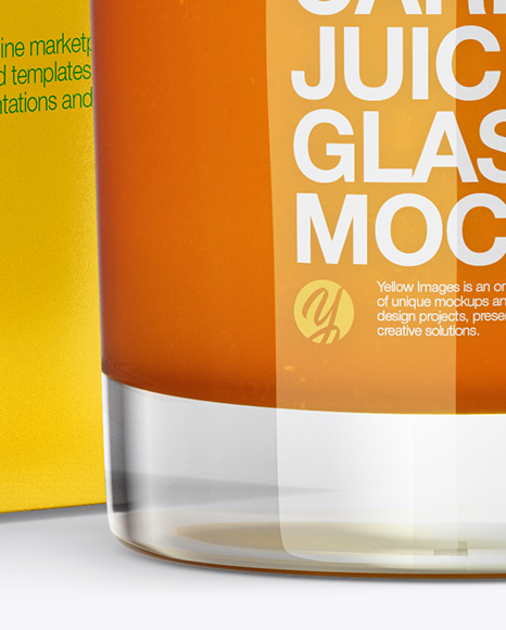 Download 1l Carton Pack With Carrot Juice Glass Mockup Halfside View In Box Mockups On Yellow Images Object Mockups